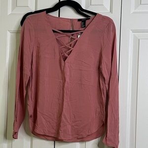 F21 Dusty Pink Crisscross Blouse